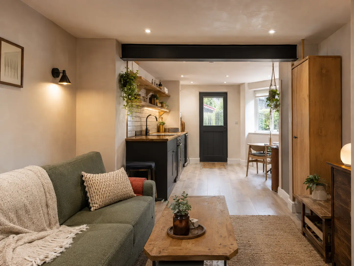 A finished garage conversion interior
